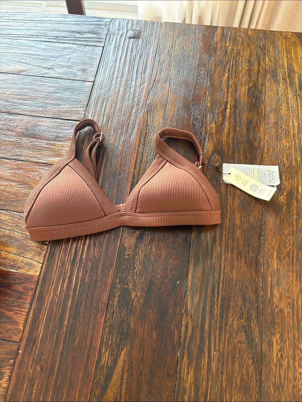 Ribbed Triangle Bralette in Cocoa Brown